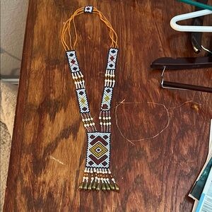 Sautior Handcrafted Beaded Necklace with Geometric Patterns